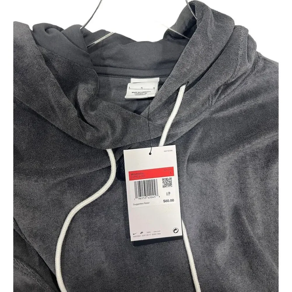 Nike Sportswear Women's Size‎ L Oversized Terry Pullover Hoodie Gray Sweatshirt